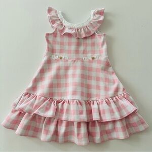 Janie and Jack Girls 5 Pink Gingham Ruffle Ponte Party Dress